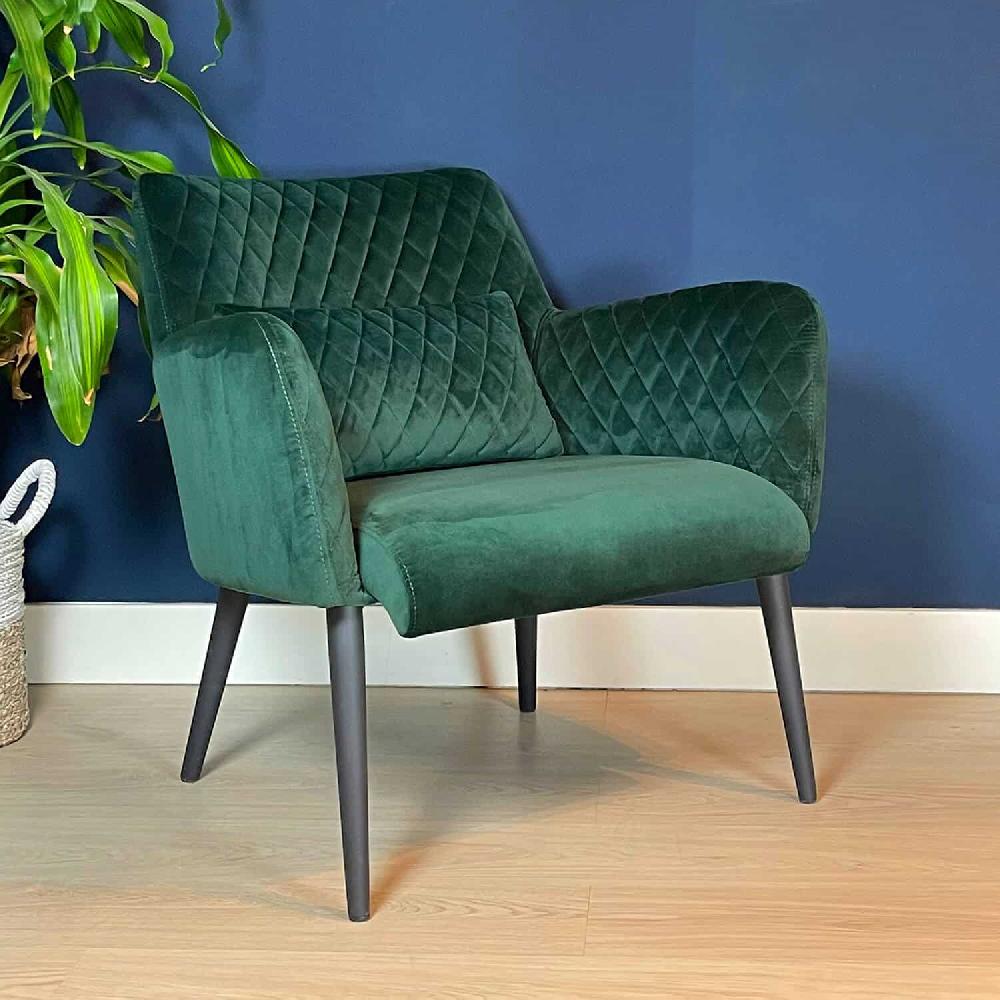 damiware Fauteuil Rose Velvet en Teddy stof met armleuningen – Velvet Donkergroen