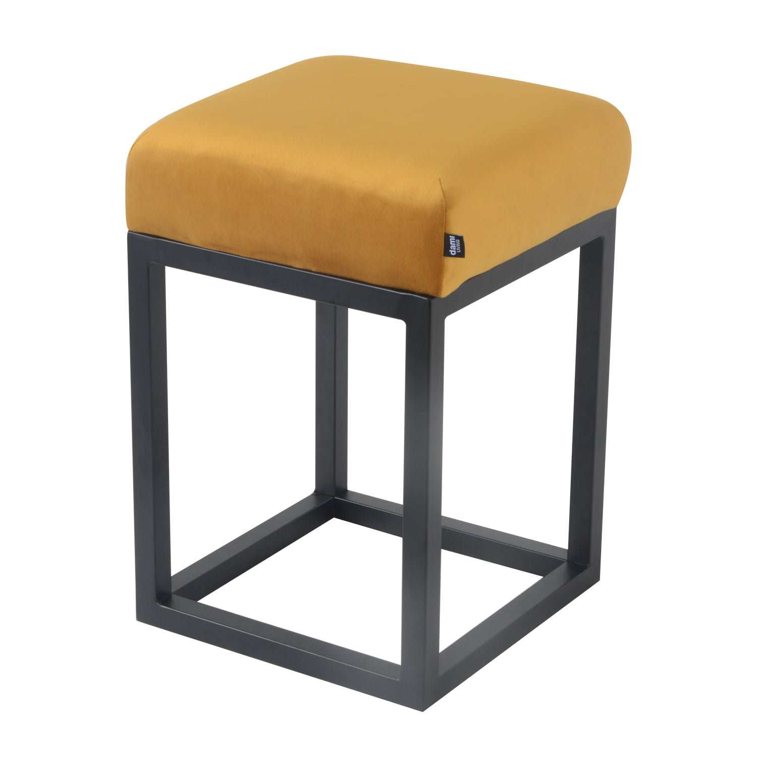 damiware Kruk industrieel chic velvet fluweel en Bouclé Brucy – Velvet Okergeel