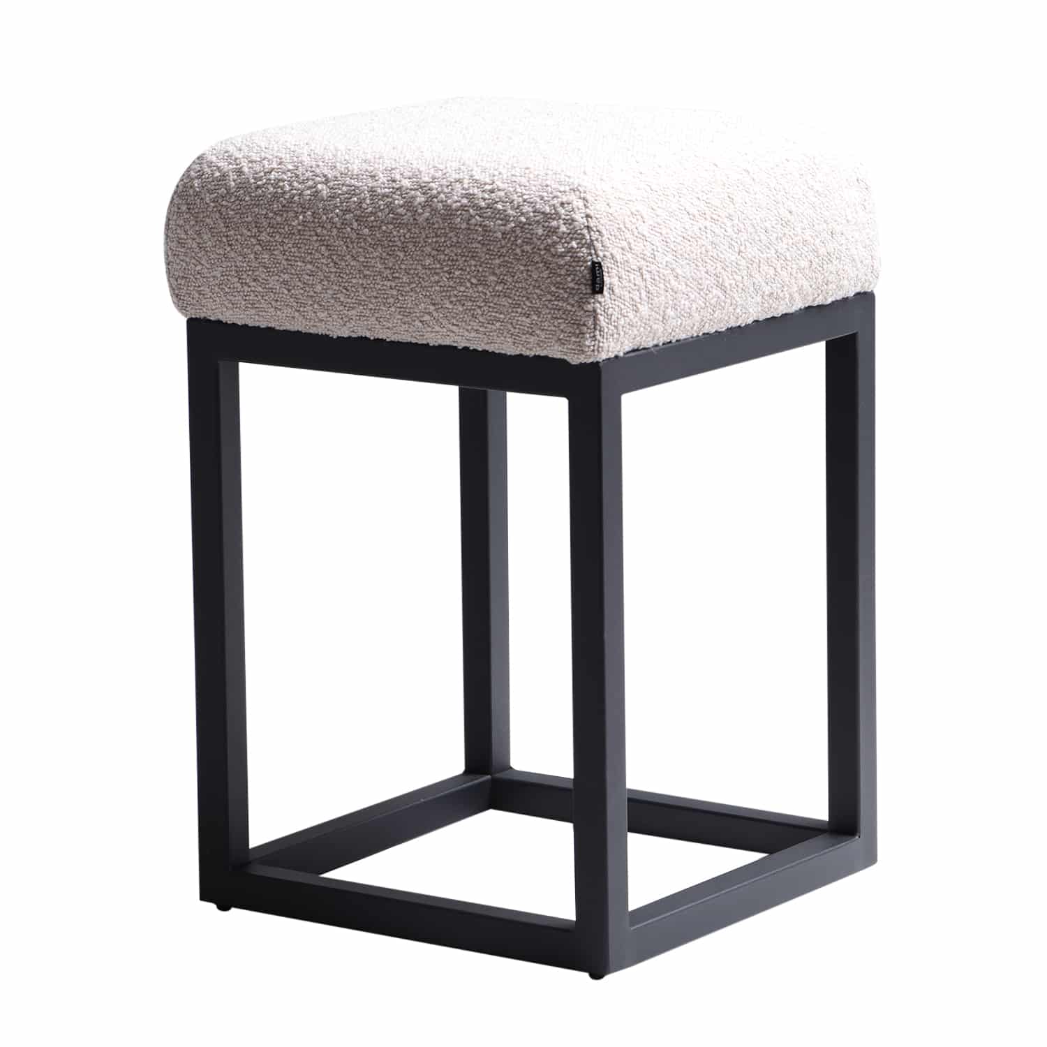 damiware Kruk industrieel chic velvet fluweel en Bouclé Brucy – Bouclé Beige