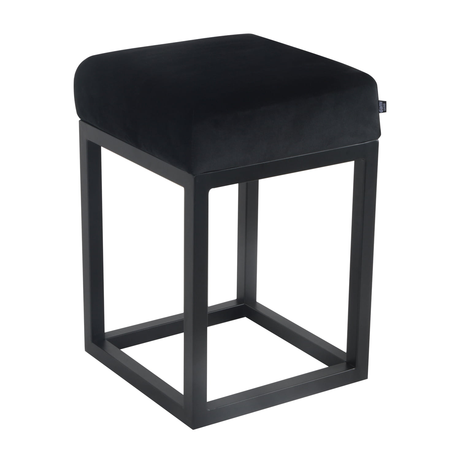 damiware Kruk industrieel chic velvet fluweel en Bouclé Brucy – Velvet Zwart