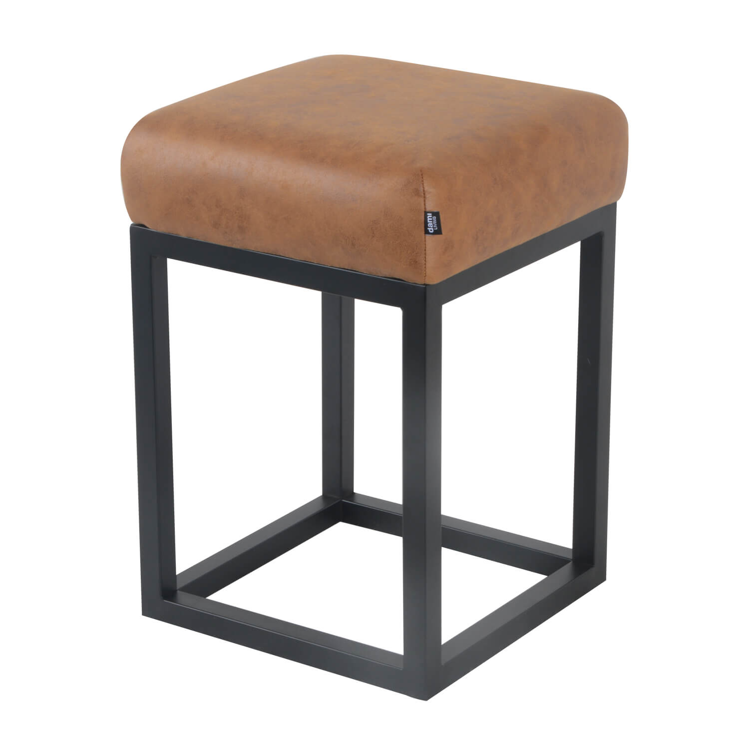 damiware Kruk vintage industrieel lederlook Brucy – Cognac