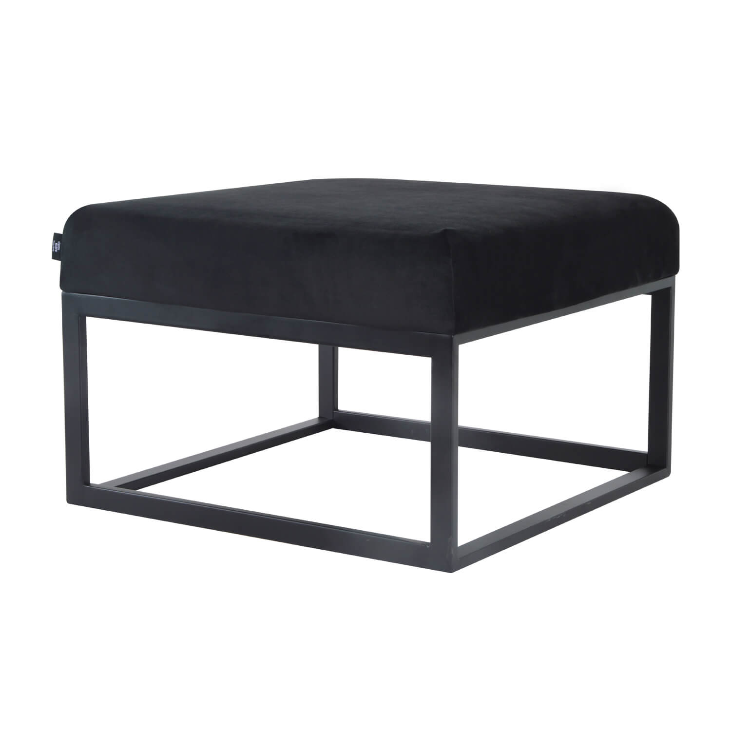 damiware Poef hocker voetenbank bijzettafel Velvet en Lederlook 60cm Otto – Velvet Zwart