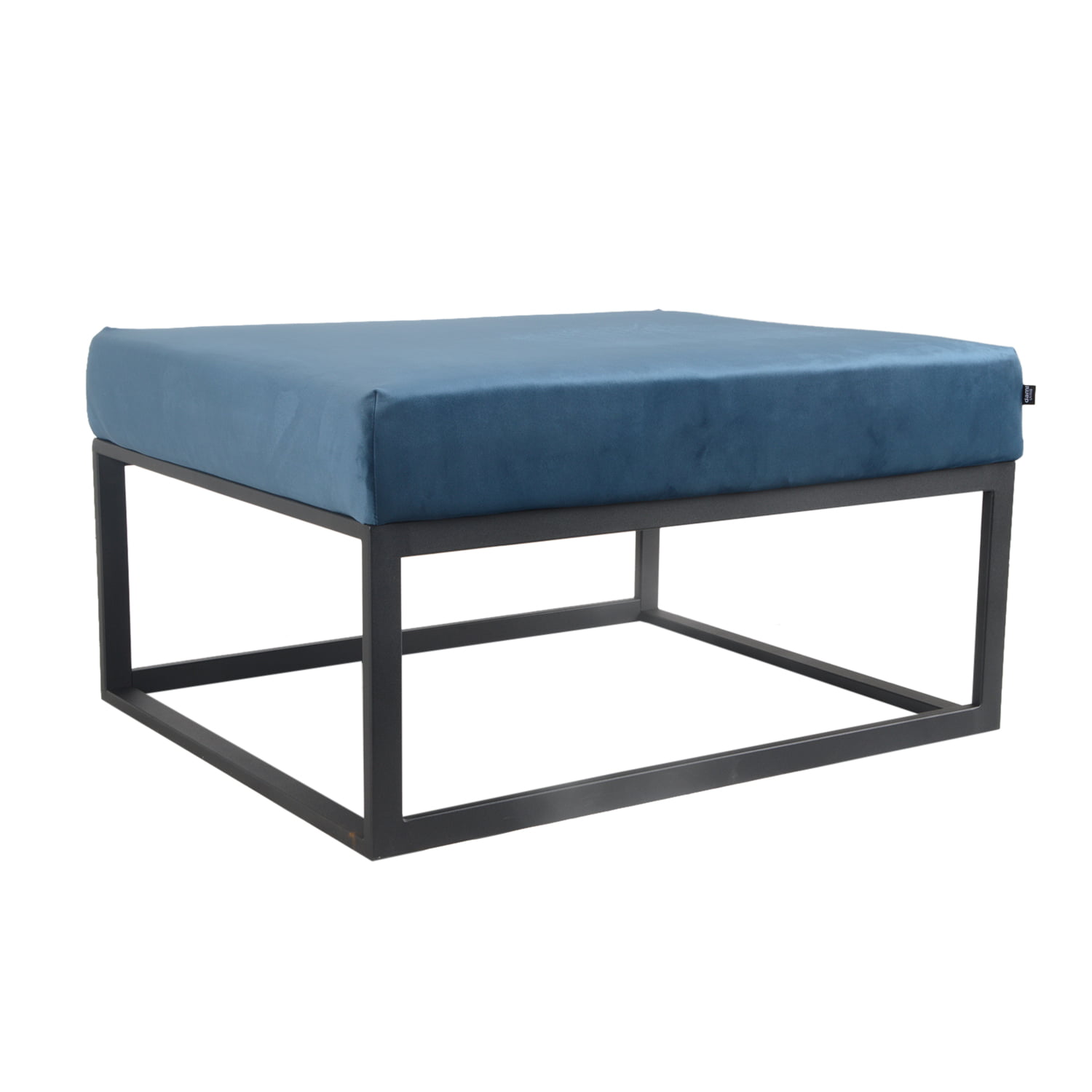 damiware Poef hocker voetenbank bijzettafel Velvet en Lederlook 75cm Otto – Velvet Blauw
