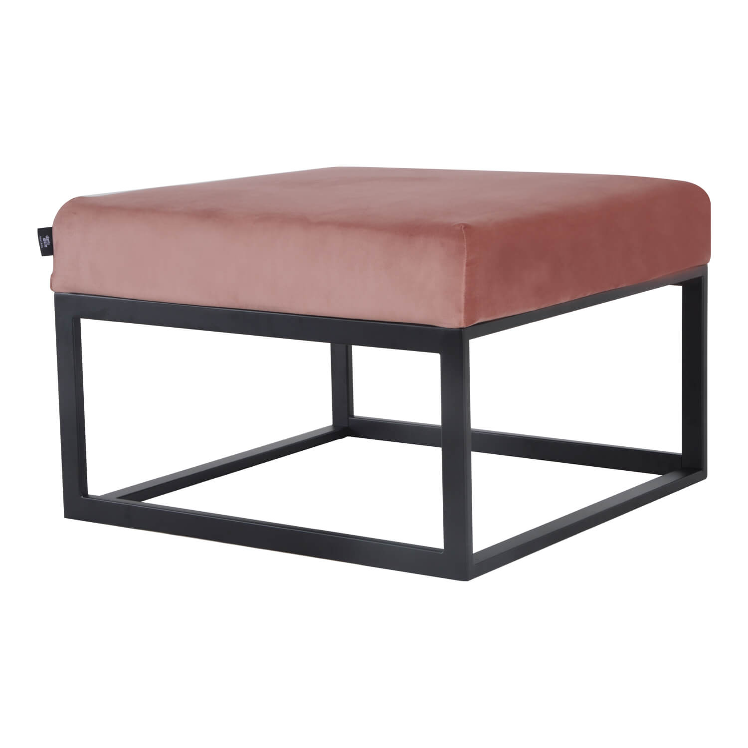 damiware Poef hocker voetenbank bijzettafel Velvet en Lederlook 60cm Otto – Velvet Roze
