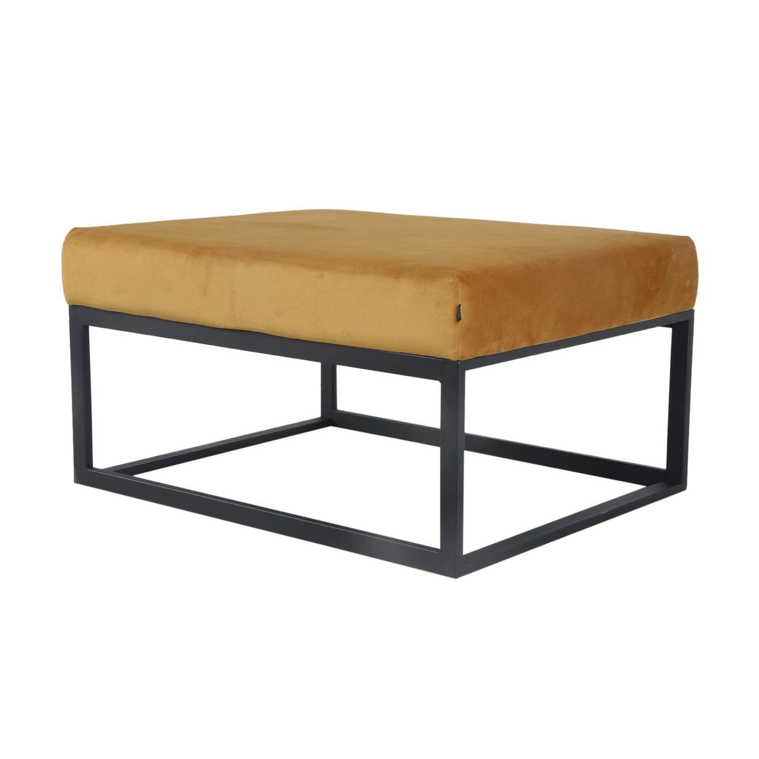 damiware Poef hocker voetenbank bijzettafel Velvet en Lederlook 75cm Otto – Velvet Okergeel