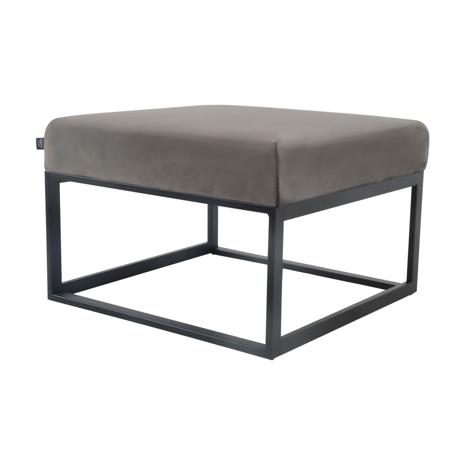 damiware Poef hocker voetenbank bijzettafel Velvet en Lederlook 60cm Otto – Velvet Grijs