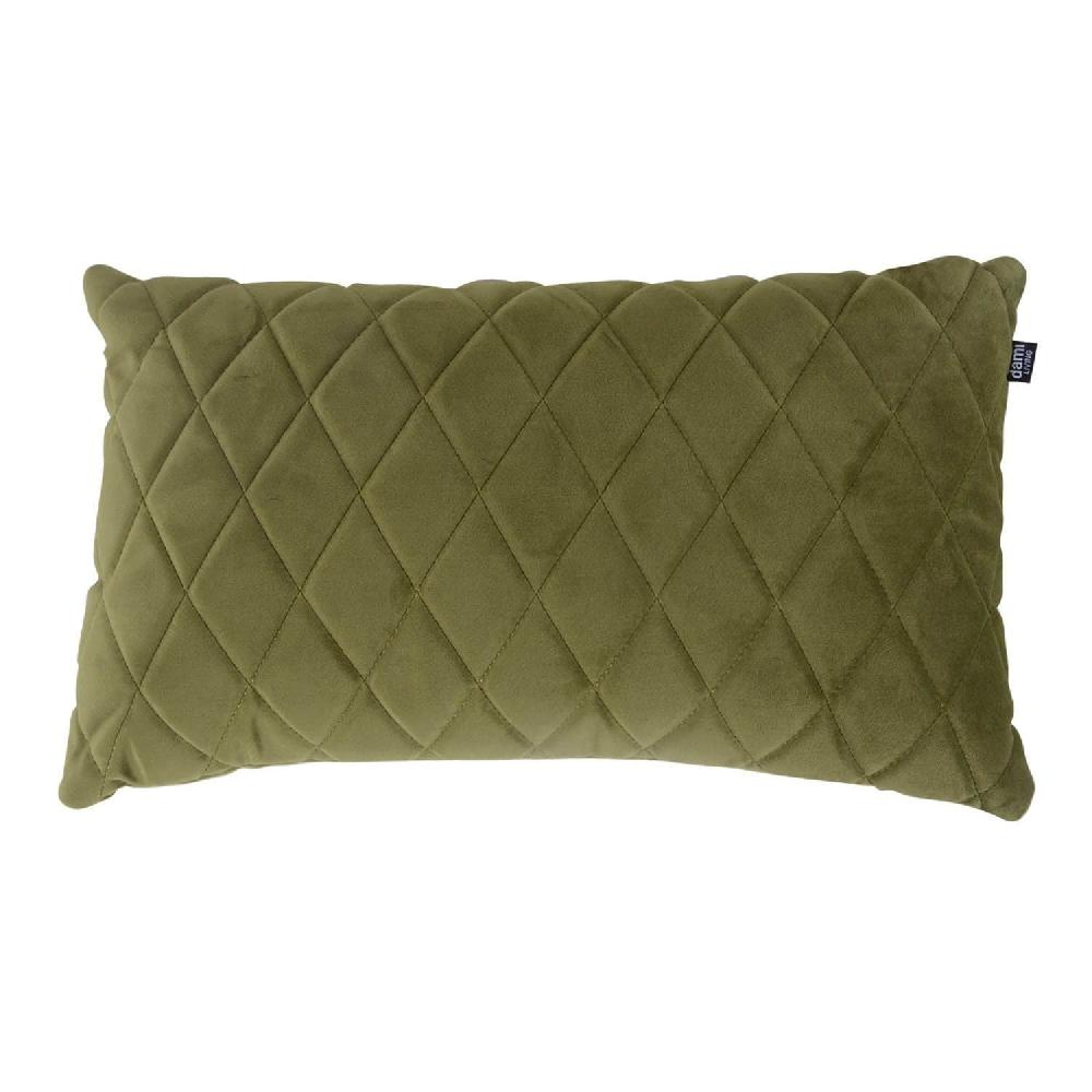 damiware woonkamer sierkussen geruit rechthoek 45x24cm Cushy – Velvet Olijfgroen