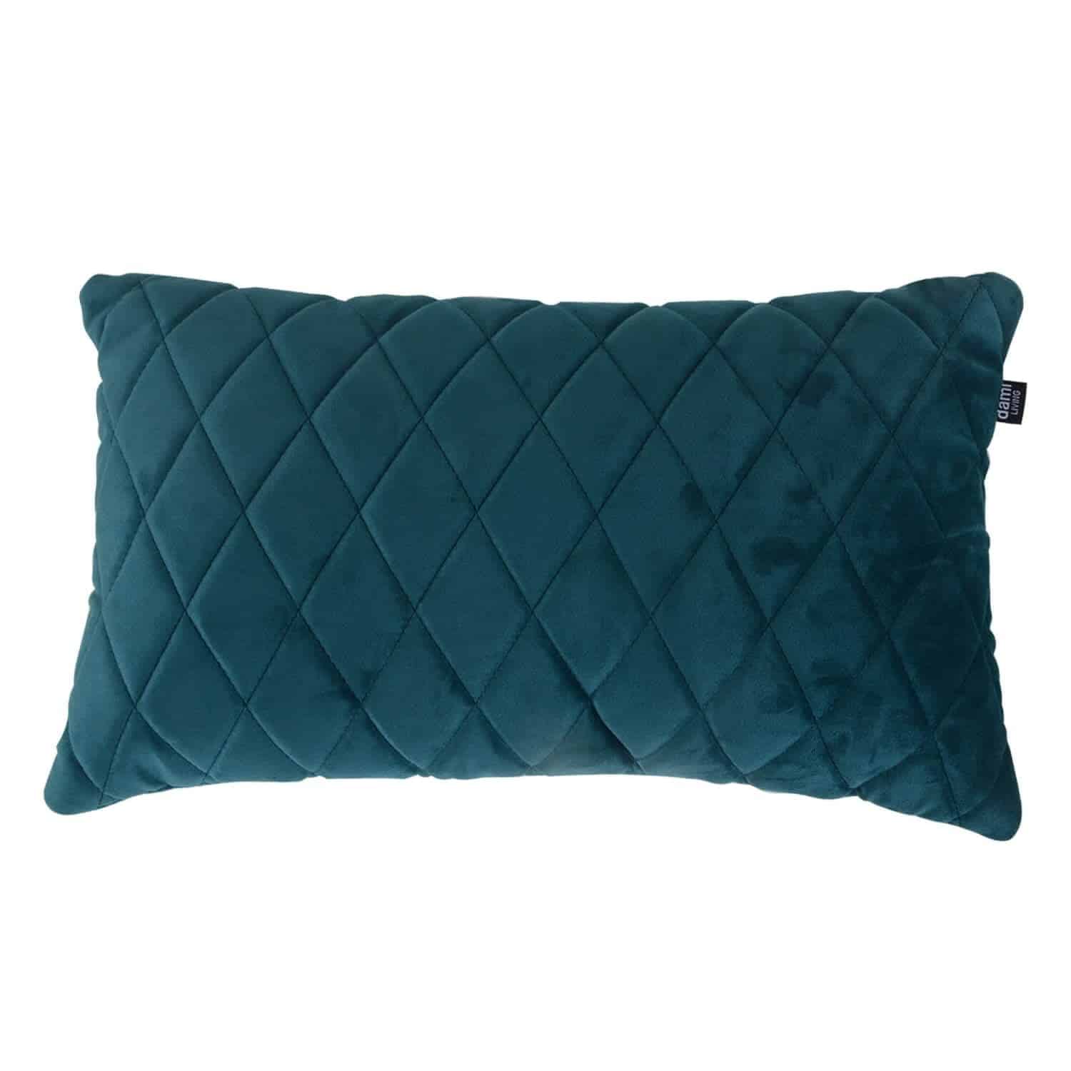 damiware woonkamer sierkussen geruit rechthoek 45x24cm Cushy – Velvet Petrol