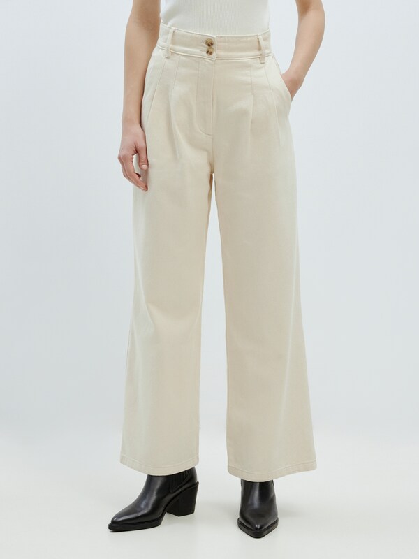 Daniel Hechter Watches EDITED Wide Leg Bandplooi Jeans 'Ellis' In Beige