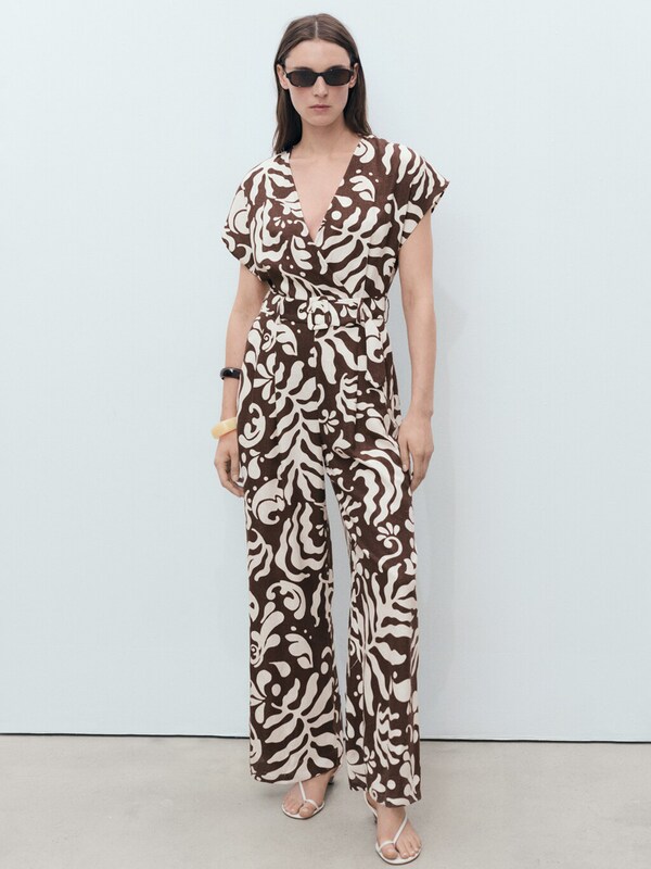 Daniel Hechter Watches MANGO Jumpsuit 'MERCI' In Bruin