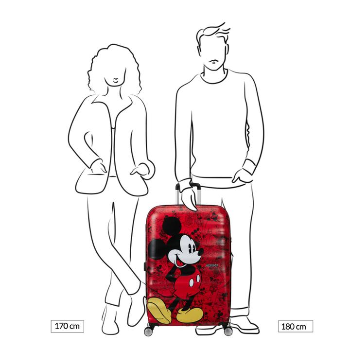 Daniel Ray American Tourister Wavebreaker Disney Spinner 77/28 TSA Mickey Comics Red