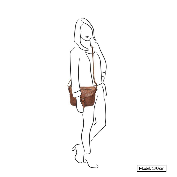 Daniel Ray Bear Design Cow Lavato Schoudertas Cognac