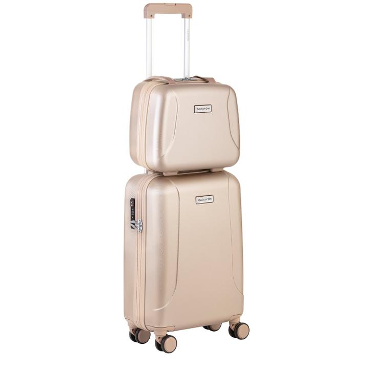 daniel ray CarryOn Skyhopper 4 Wiel Trolley 55 + Beautycase Set champagne
