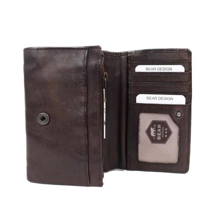 Daniel Ray Bear Design Cow Lavato Wallet Brown