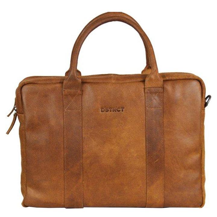 daniel ray DSTRCT Limited Double Zip 15'' Laptoptas + sleutelhanger cognac