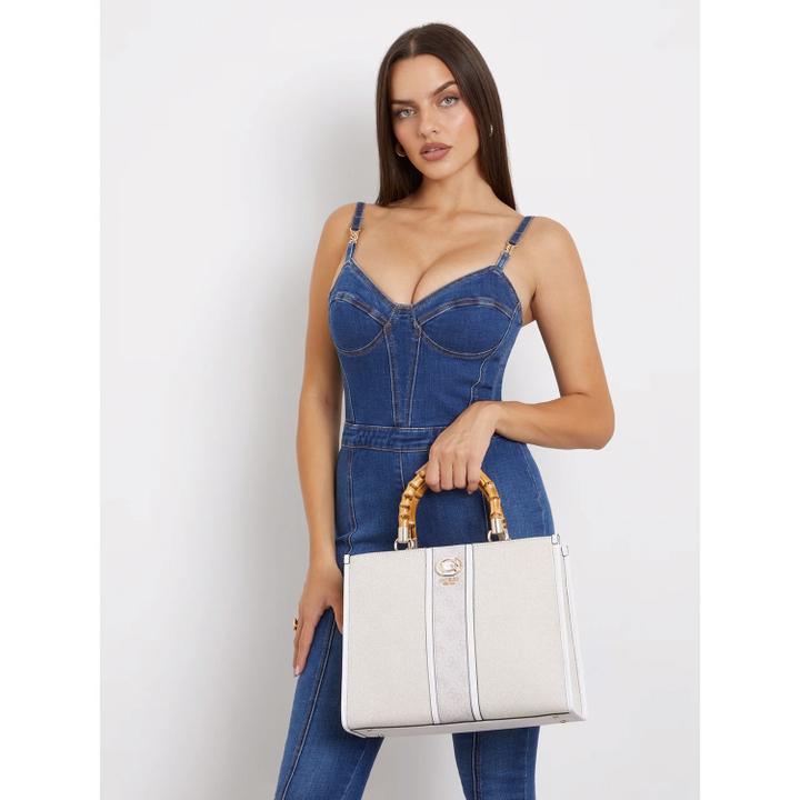 Daniel Ray Guess Kerima Bamboo 2 Cmprtmnt Tote Natural-dove Logo