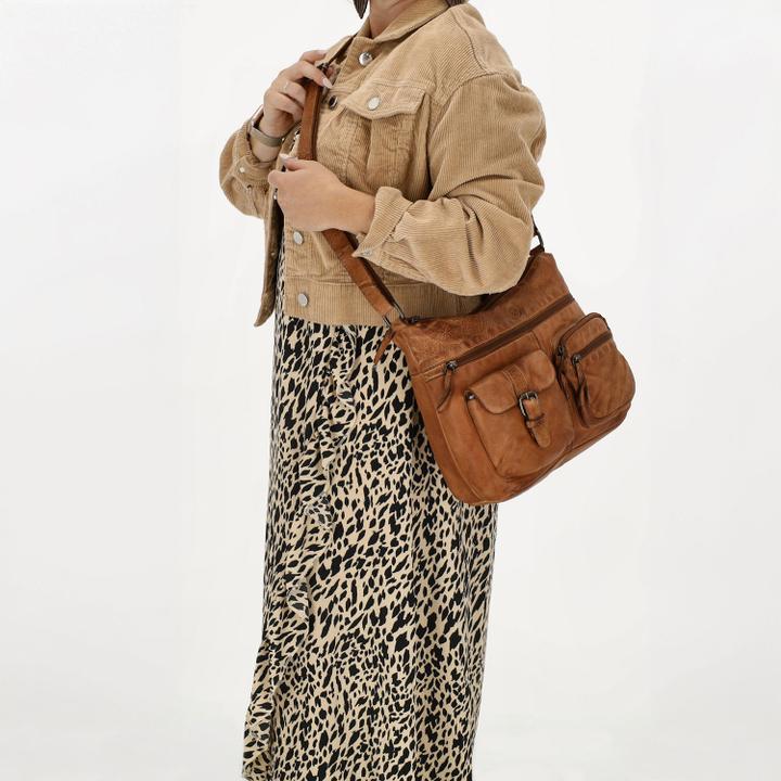 Daniel Ray Hide & Stitches Paint Rock Shoulderbag Cognac