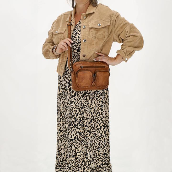 Daniel Ray Hide & Stitches Paint Rock Shoulderbag Cognac