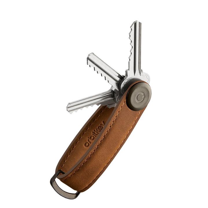 daniel ray Orbitkey Crazy Horse Leather Key Organiser chestnut brown