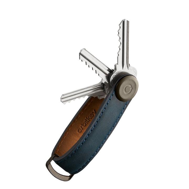 daniel ray Orbitkey Crazy Horse Leather Key Organiser marine blue