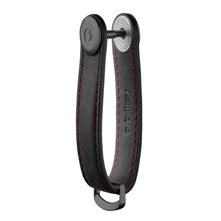 Daniel Ray Orbitkey Crazy Horse Leather Key Organiser Obsidian Black/red