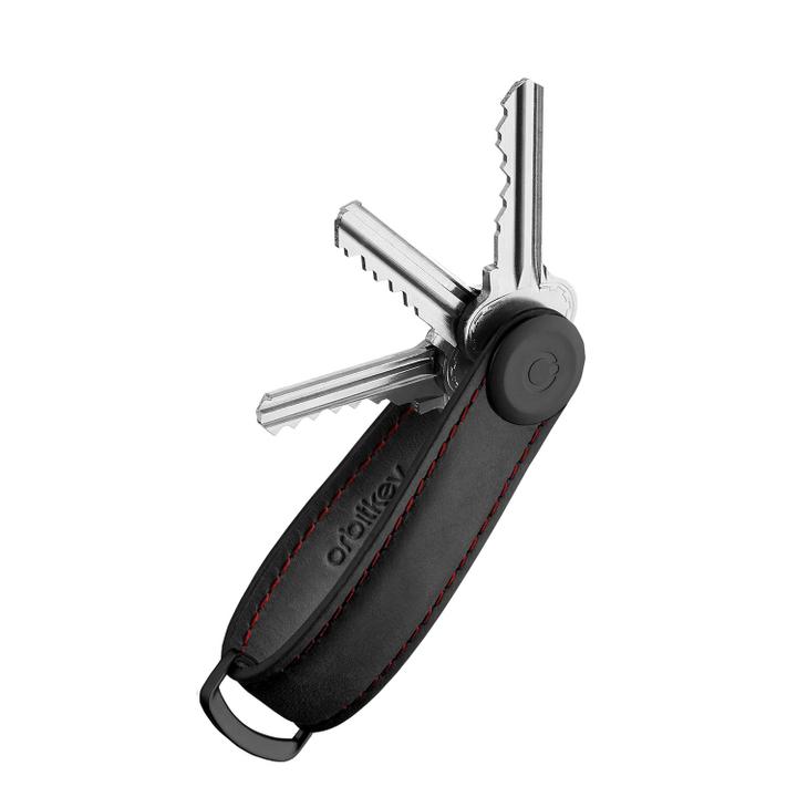 daniel ray Orbitkey Crazy Horse Leather Key Organiser obsidian black/red