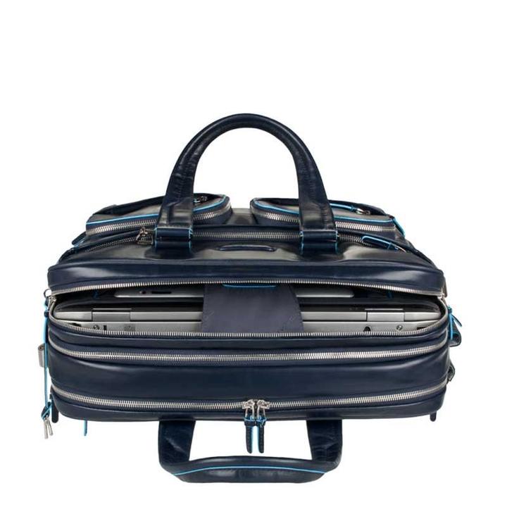 Daniel Ray Piquadro Blue Square Expandable Computer Case With IPad/iPad Air Holder Night Blue