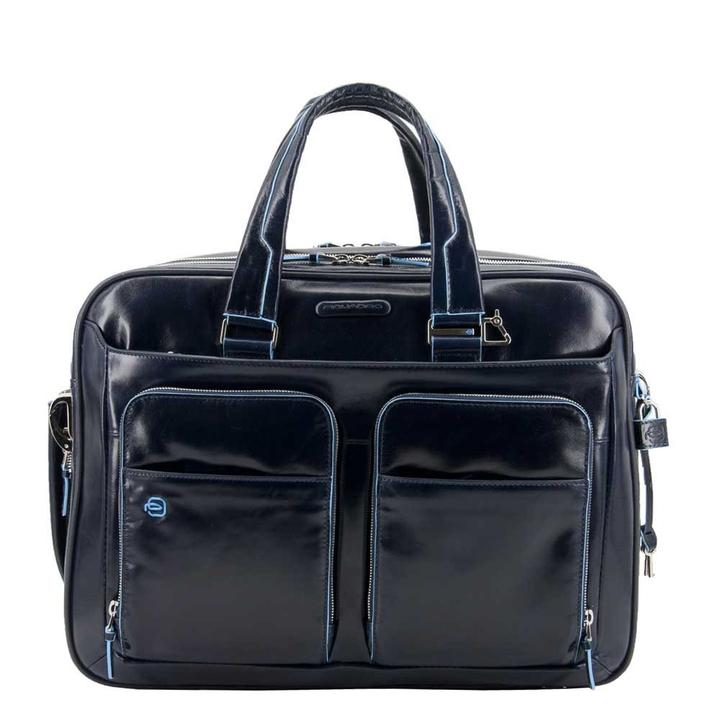 Daniel Ray Piquadro Blue Square Expandable Computer Case With IPad/iPad Air Holder Night Blue