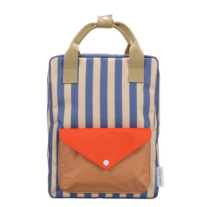 daniel ray Sticky Lemon Medium Backpack Envelope Wonders stripes blue whale-sandy yellow