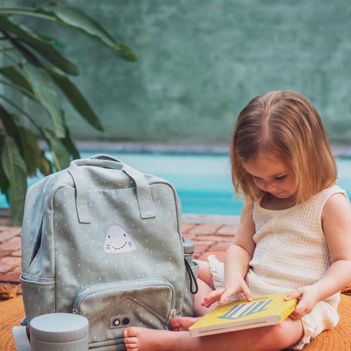 Daniel Ray Trixie Mr. Shark Large Backpack Light Grey