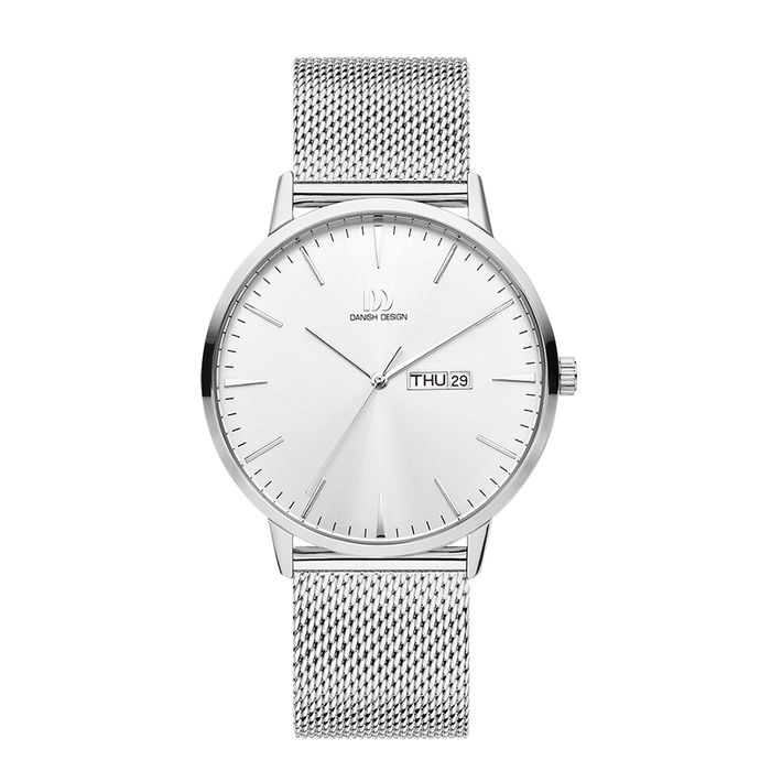 danish design Akilia Day/Date Silver Mesh