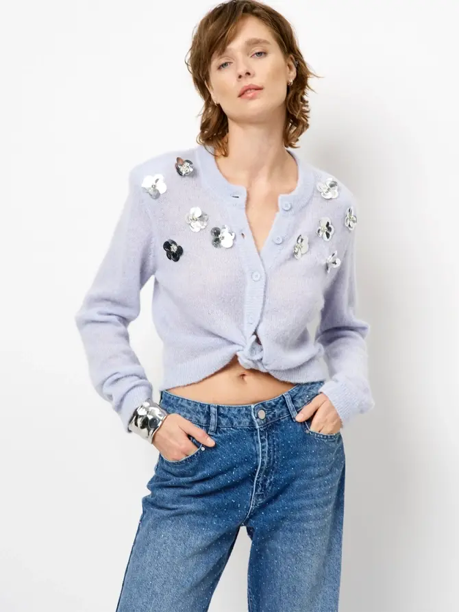 dante 6 Bloemdetail vest Blauw