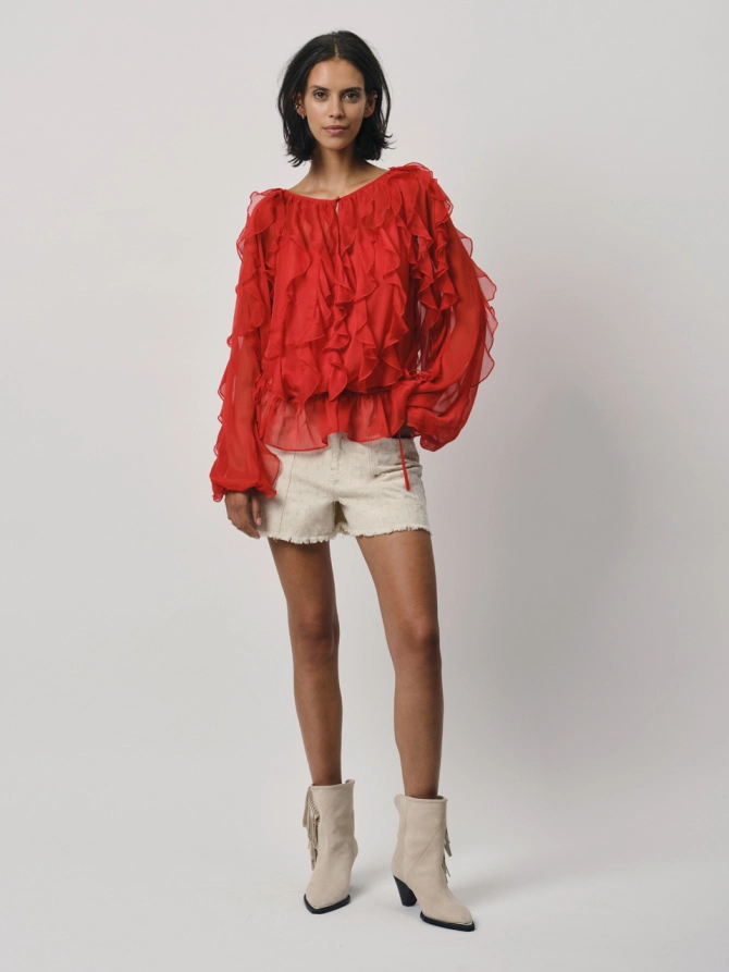 Dante 6 Boho Chiffon Top Rood