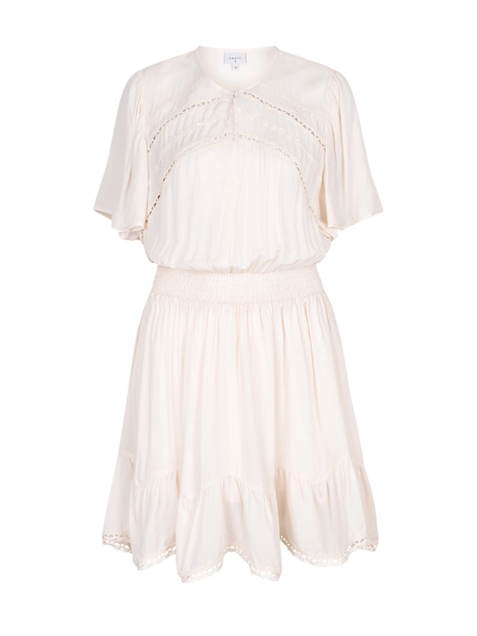 dante 6 Boho mini-jurk Creme