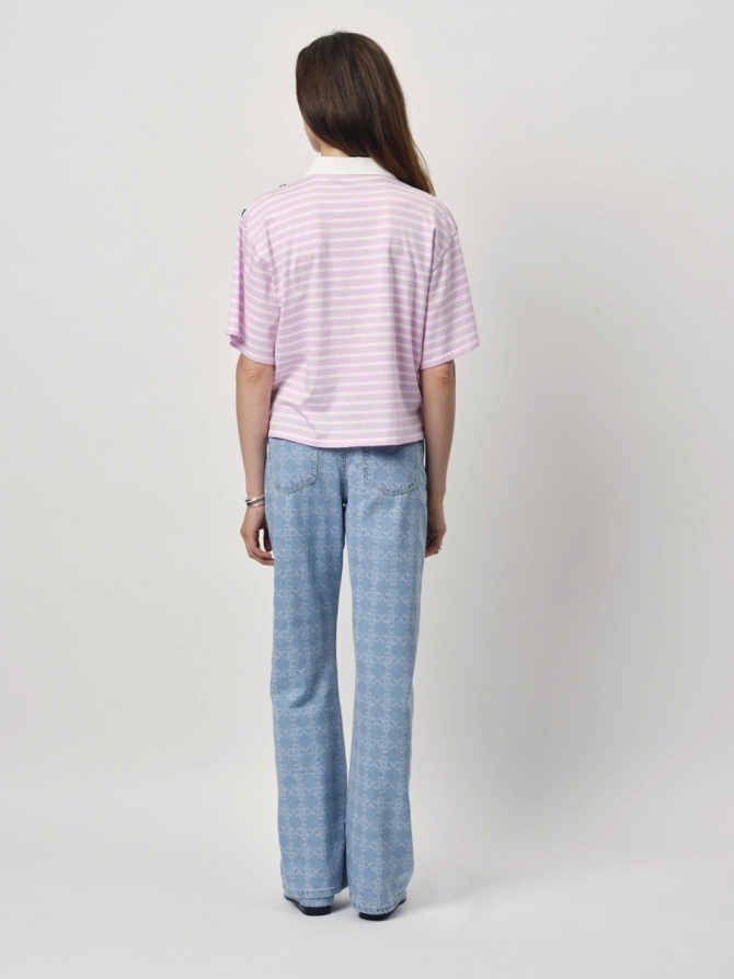 Dante 6 Boxy Gestreept Poloshirt Roze