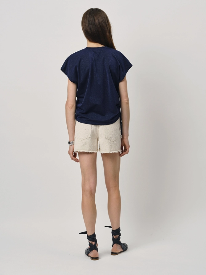 Dante 6 Boxy Lurex T-shirt Donkerblauw