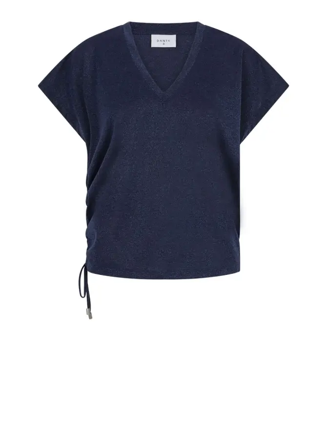 dante 6 Boxy lurex T-shirt Donkerblauw