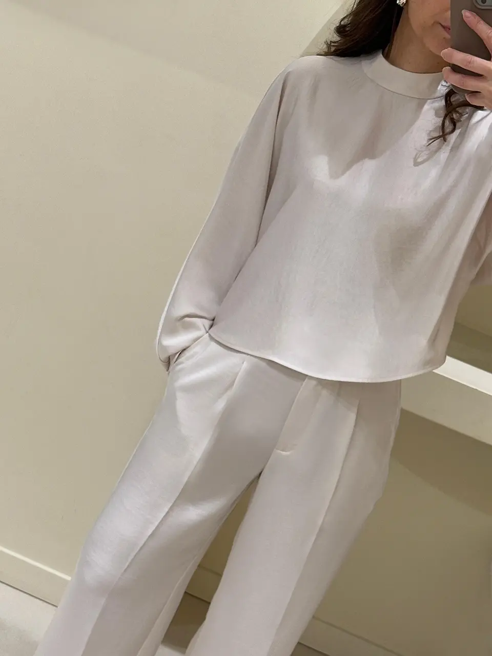 Dante 6 Boxy Satijnen Top Creme