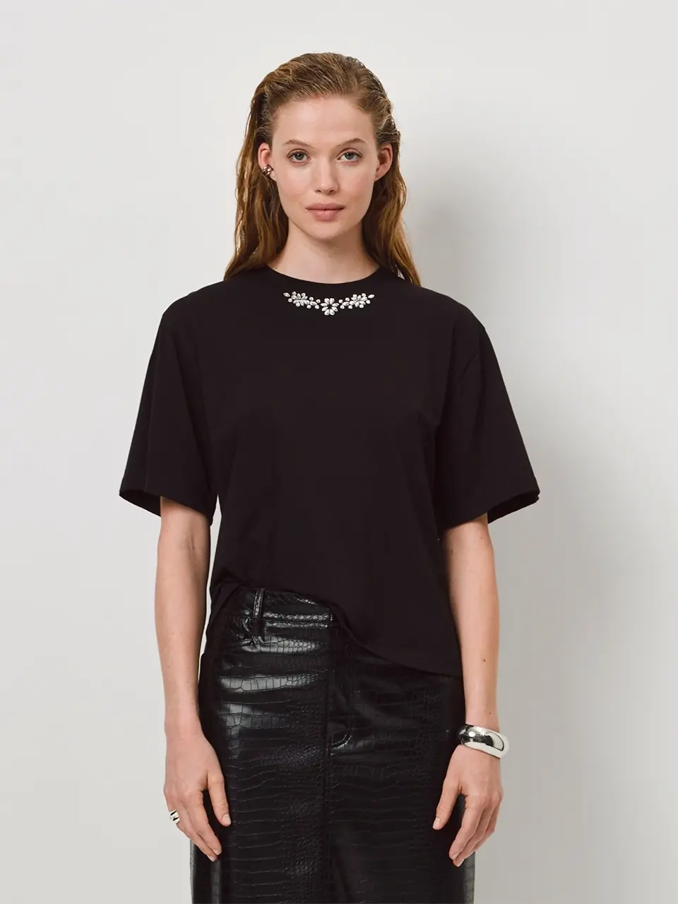 Dante 6 Boxy Strass T-shirt Zwart