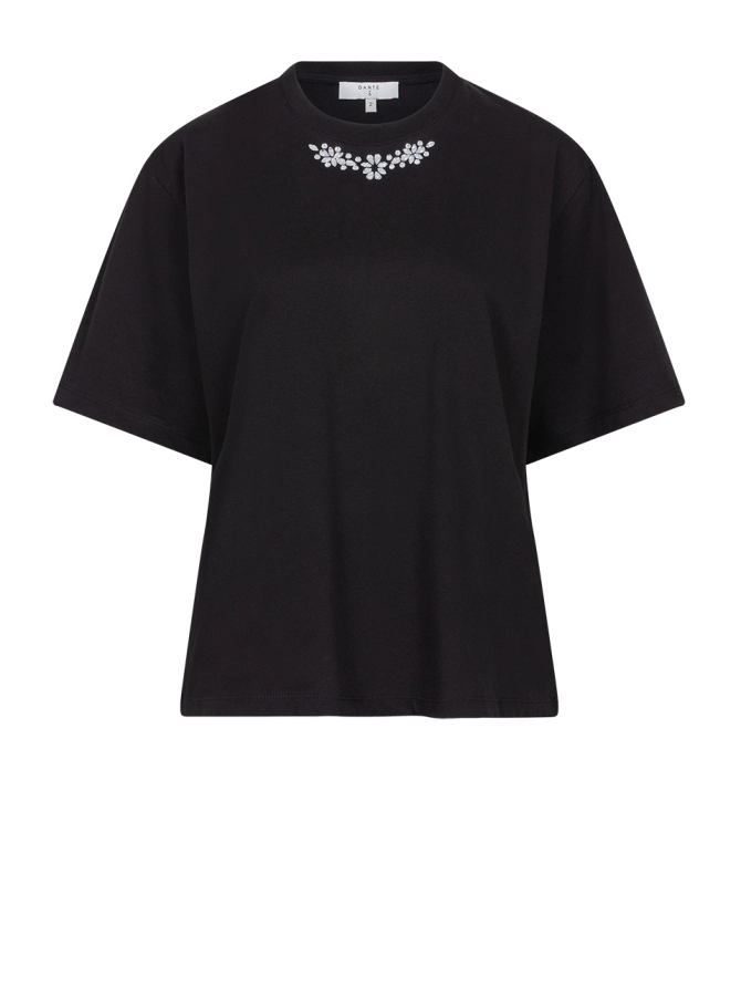dante 6 Boxy strass t-shirt Zwart