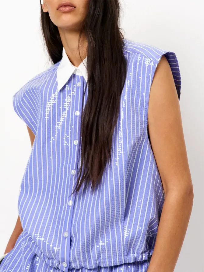Dante 6 Boxy Stripe Shirt Blauw