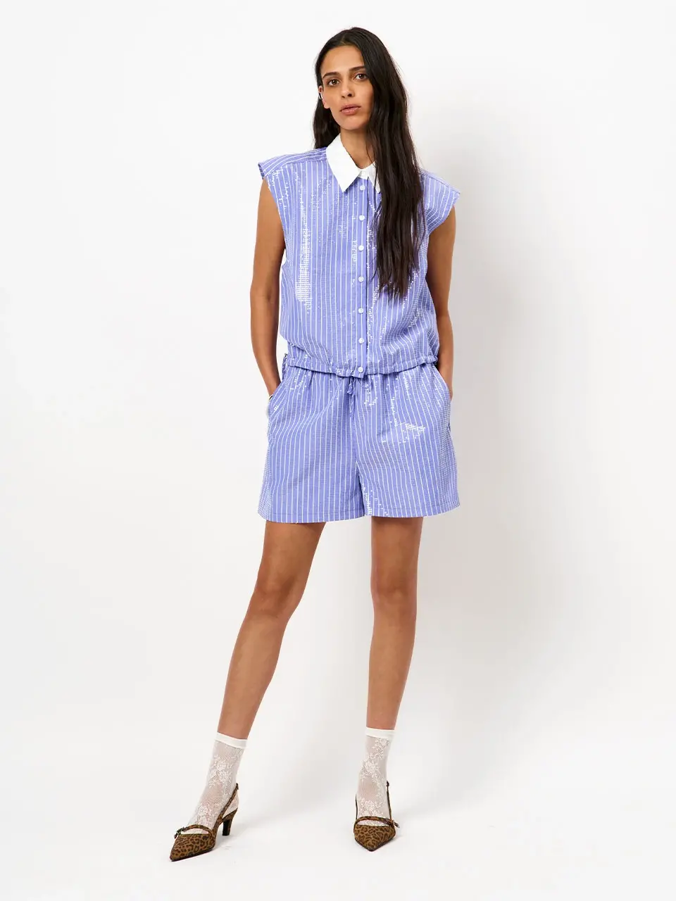 Dante 6 Boxy Stripe Shirt Blauw