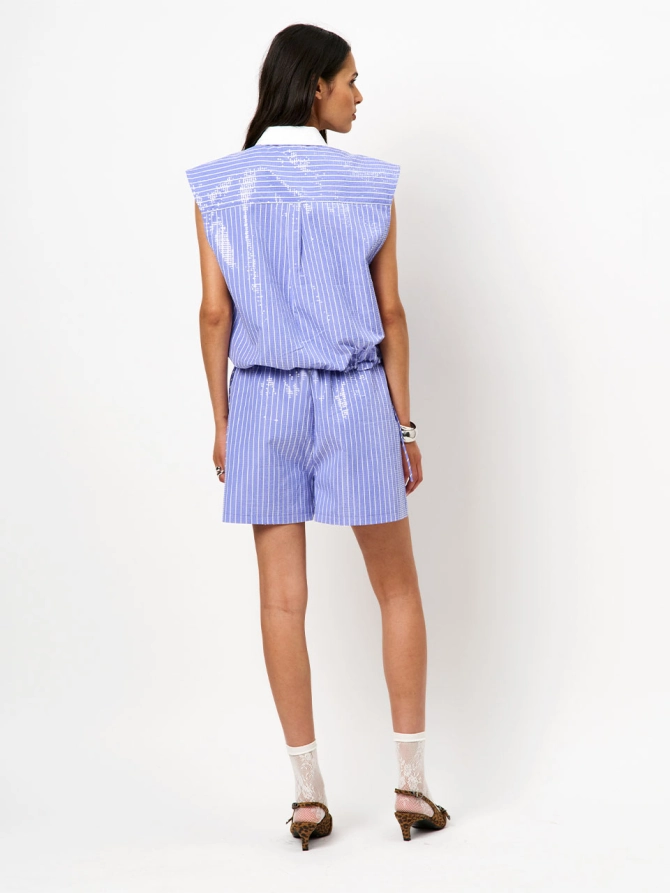 Dante 6 Boxy Stripe Shirt Blauw