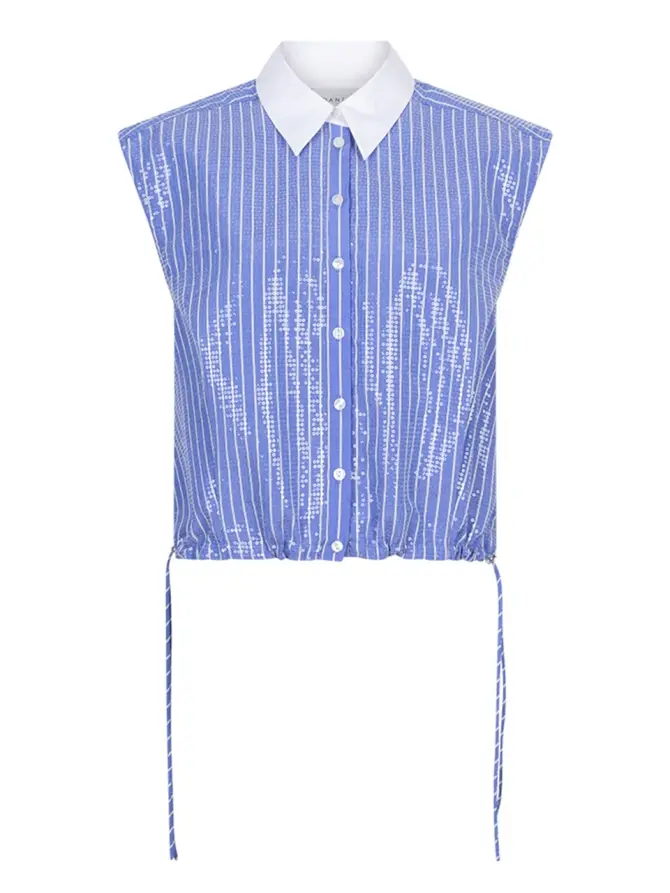 dante 6 Boxy stripe shirt Blauw