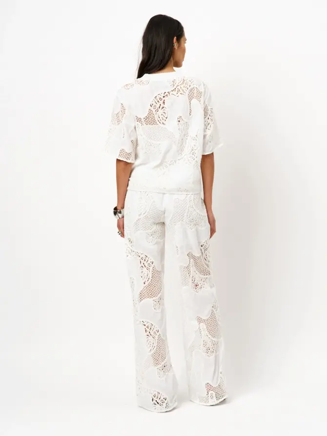 Dante 6 Broderie Broek Creme