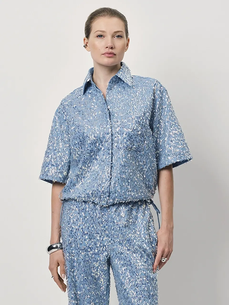 Dante 6 Cropped Denim Shirt Skywash Blue
