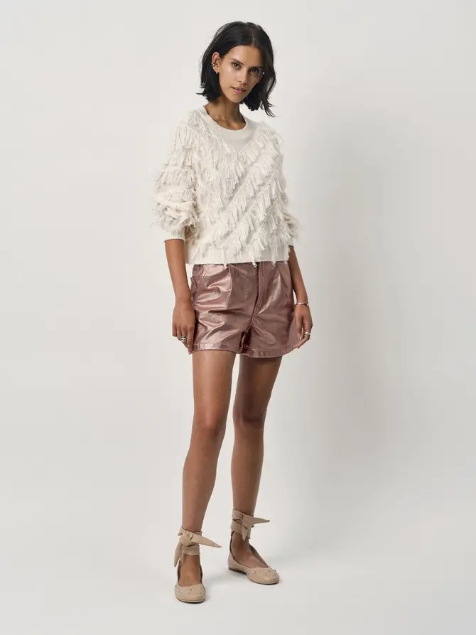 Dante 6 Cropped Franje Trui Creme