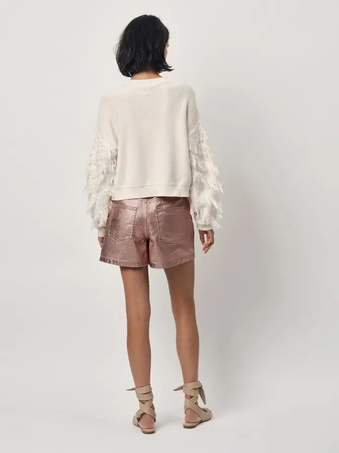 Dante 6 Cropped Franje Trui Creme