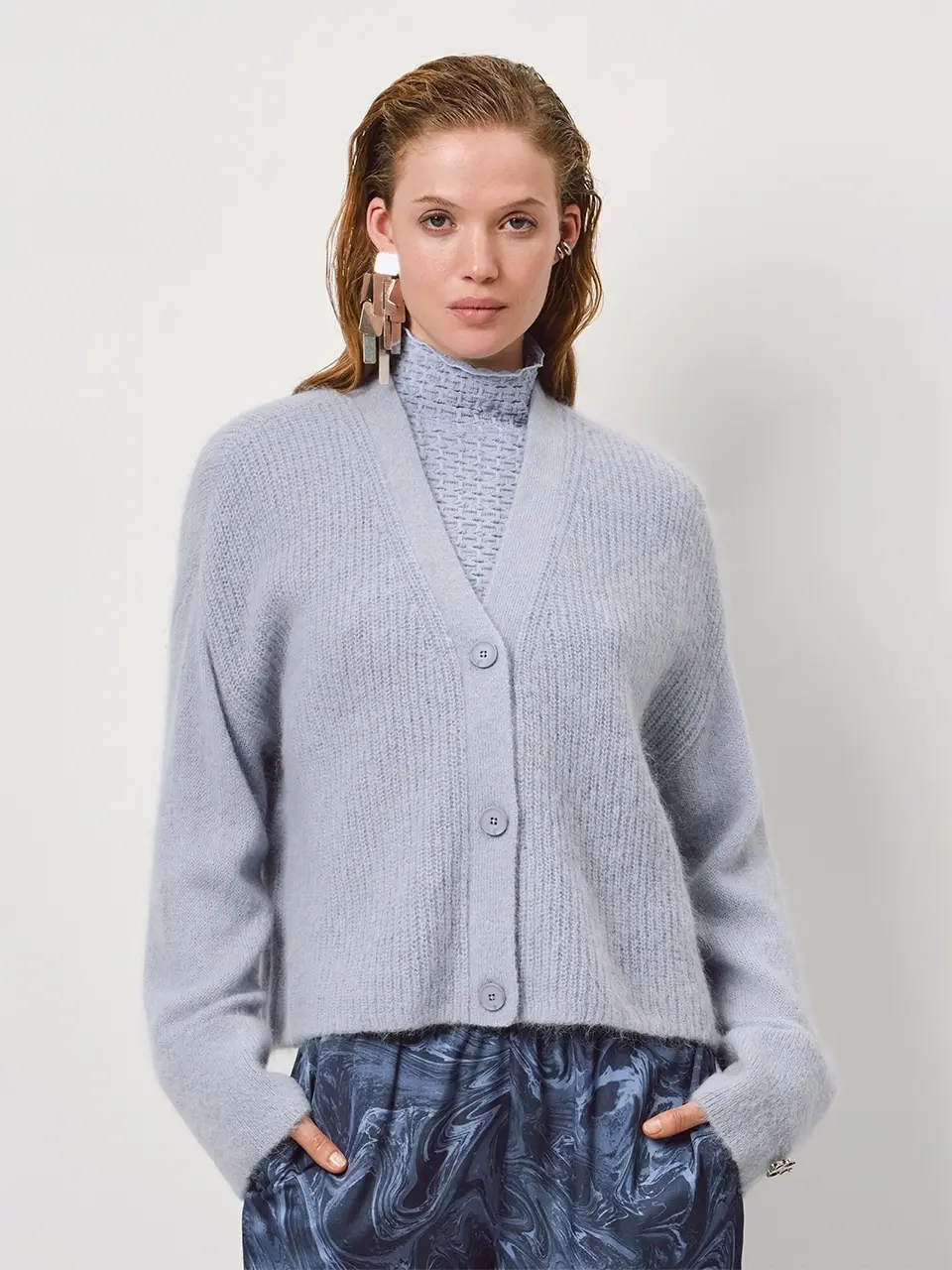 Dante 6 Cropped Gebreid Vest Blauw