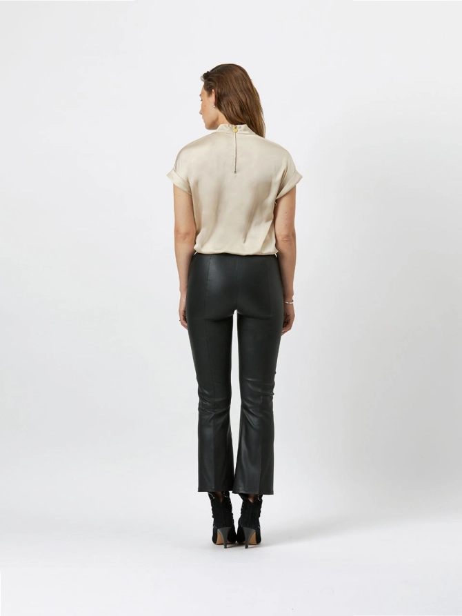 dante 6 Cropped leren flare broek Zwart